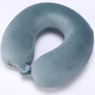 Imagem de Almofada De PescoçO De PelúCia Macia, Uma Almofada De Viagem ErgonóMica(Verde acinzentado)