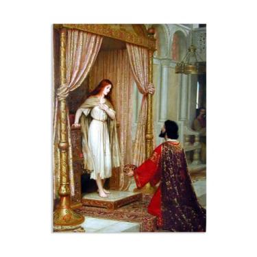 Imagem de SDYJ6GSW Edmund Leighton impressão em tela O rei e a empregada mendigo por Reproduções de pinturas famosas Edmund Leighton pôster arte de parede para sala de estar quarto decoração de parede 40 x 30