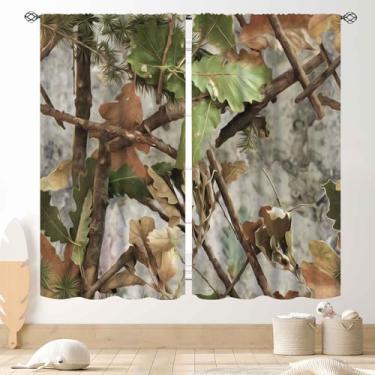 Imagem de Cortinas de camuflagem, árvore camuflada realista floresta rústica tema caça selvagem cabana chalé vida selvagem cortina de janela tratamentos para quarto sala de estar cozinha 2 painéis, 106,7 x