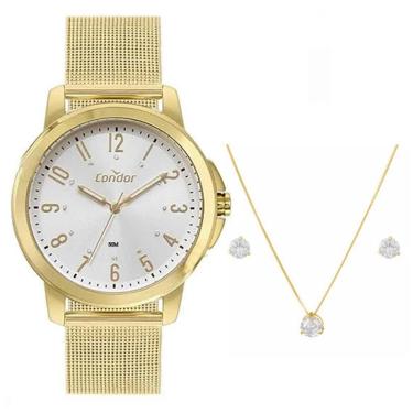 Imagem de Relógio Feminino Condor Analógico Dourado Kit Semijoias CO2035NBB/K4D-Feminino