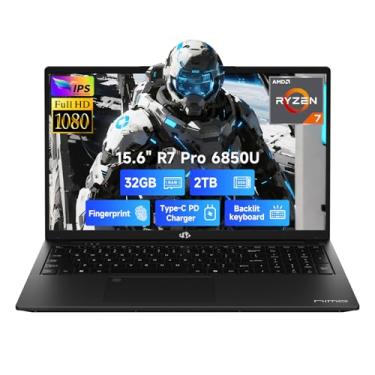 Imagem de NIMO 15.6" Light-Gaming-Laptop, 8 Cores Ryzen 7 Pro 6850U 32GB LPDDR5 RAM 2TB SSD (Beat i7-1360P Up to 4.7GHz) Radeon 680M GPU IPS FHD Computer with 100W Type-C Backlit Keyboard Fingerprint