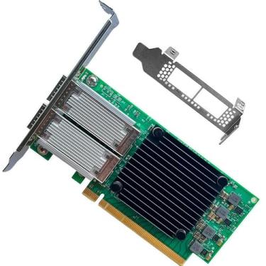 Imagem de Placa de rede QSFP28 de 100 GbE compatível com cartão Ethernet PCIe MCX456A-ECAT com controlador ConnectX-4, 2 portas QSFP28, PCIe 3.0, VPI 100GbE/EDR, SR-IOV RoCE RDMA, VXLAN/NVGRE, PXE, adaptador de