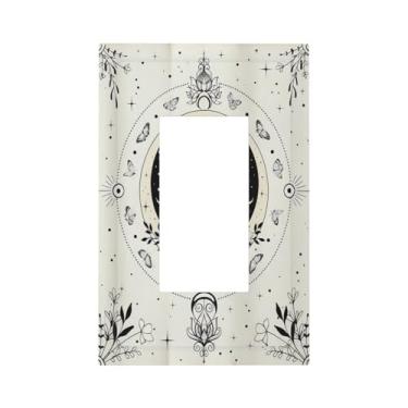 Imagem de Nadoabtm Capas decorativas Boho Black Cat Gothic Moon Phase Flower Butterfly Wall Plate 1 Gang Single Rocker Light Switch Cover Plate Placas de parede GFCI para decoração de quarto e sala de estar
