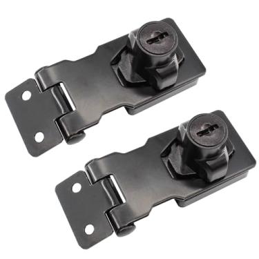 Imagem de Lamvbls 2 peças de trava de ferrolho com chave de 6 cm com chave semelhante para armários e portas pequenas, design de botão giratório, travas de ferrolho de segurança de metal - Preto