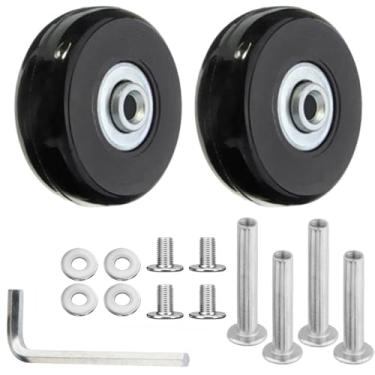 Imagem de Qigfucm 50 x 18mm Small Luggage Wheels Replacement, 2pcs Universal Smooth Swivel Caster Wheels, Silent Black Rubber Suitcase Trolley Wheels Repair Kit