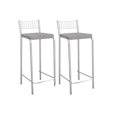 Imagem de Kit 2 Banquetas Sala Jantar Gênova 2b705cr Aço 2 Un Cromado-boucle Cinza - Kappesberg
