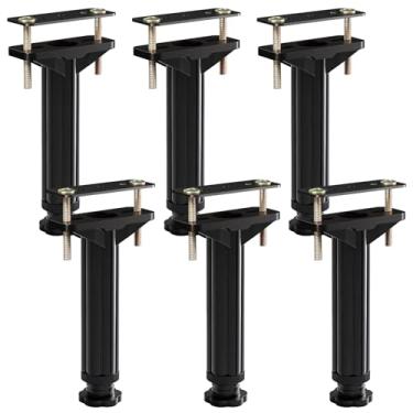Imagem de Conjunto de 6 pernas de suporte central de cama, altura ajustável de 19 a 32 cm, vigas de ripas de reforço de móveis para uso sob a moldura