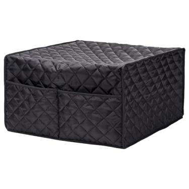 Imagem de Capa de forno para micro-ondas poeira, protetor de cozinha de plástico, tecido algodão preto, design à prova d'água fácil de limpar quadrado resistente a choques, use para casa ideal