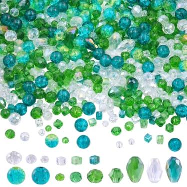 Imagem de SUNNYCLUE 1 caixa 710 peças de contas de vidro verde sortidas kit 4 6 8 mm pequeno cristal facetado gota de lágrima Rondelle espaçadores redondos soltos para fazer pulseiras, colar, brinco, joias
