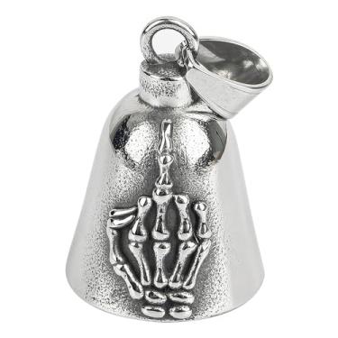 Imagem de Chiorgone Sino de motocicleta com caveira prateada – Chaveiro exclusivo para motociclista da sorte para boa sorte e segurança no trânsito