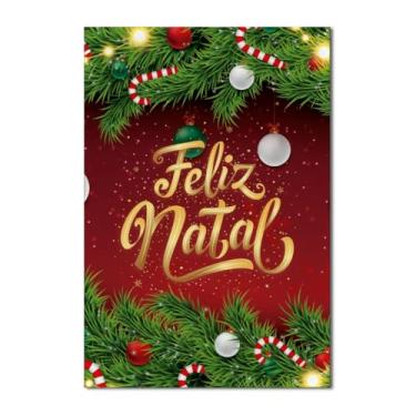 Imagem de Painel de Festa Retangular 1,50x2,20m - Painel de Tecido para Estrutura com Vara, Temático para Festa de Aniversário, Natal e Comemorações(Feliz Natal 1)