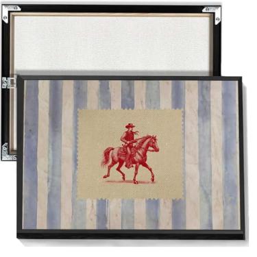 Imagem de Arte de parede em tela de rodeio listrada vintage pôsteres de arte ocidental rústica de meados do século impressões modernas para escritório sala de estar quarto decoração de parede 30,5 x 40,6 cm sem