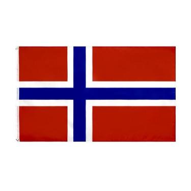 Imagem de Bandeira da Noruega Poliéster 150x90cm - Vermelho vibrante, azul - Yiw