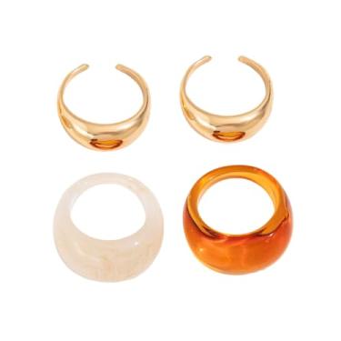 Imagem de Navirix Conjunto de anéis grossos de acrílico aberto para mulheres, anéis de dedo com cúpula brilhante ajustável, resina multicolorida, acessórios de joias para festas de fim de ano, Large, Acrílico