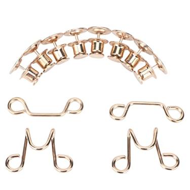 Imagem de Conjunto extensor de botão de fivela de cintura ajustável, ferramenta removível, alfinetes de botão jeans reutilizáveis ​​gratuitos para calças, saias, coleiras, aço inoxidável, 8 (Ouro)