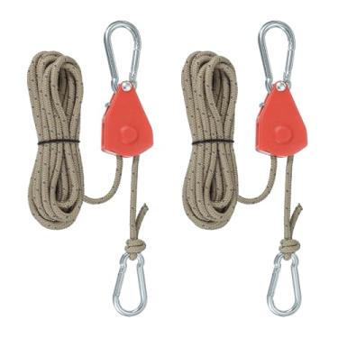 Imagem de PATIKIL 2 peças cabides de corda ajustáveis, 1/20.3 cm x 4.0 m Ratchet Grow Light Hangers Refletivo Reforçado Interno Catraca Engrenagem Ratchets para pendurar caiaque, laranja