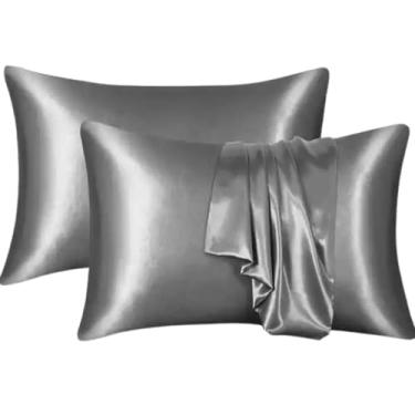 Imagem de Kit 02 Fronhas de Cetim Antifrizz 50x70 (CHUMBO)