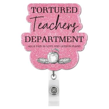 Imagem de Carretel de crachá de professor engraçado retrátil com clipe jacaré, suporte de crachá de identificação do departamento de professores torturado para professores, conselheiro escolar, mentor