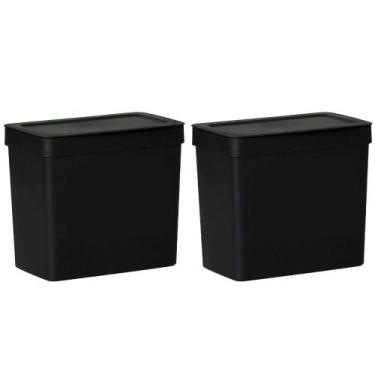 Imagem de Kit 2 Lixeira 3,5 L Com Tampa Cozinha Pia Bancada Preto - Paramount