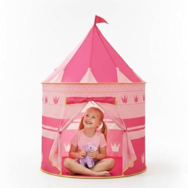 Imagem de Barraca Infantil Castelo Rosa | Tenda Dobrável Portátil para Meninas | Espaço de Aventuras e Brincadeiras | 135x105x105cm (Rosa)