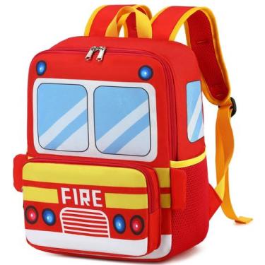 Imagem de Mochila infantil Bluboon Fire Truck 33x27x14 cm 3D Cartoon