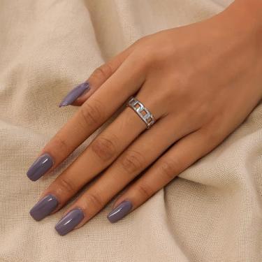 Imagem de Anel fidget masculino de aço inoxidável cubano com elos de 8 mm de largura, anéis de polegar hip hop, anéis giratórios simples para homens e mulheres tamanho 7-15, Aço inoxidável, Sem pedra preciosa