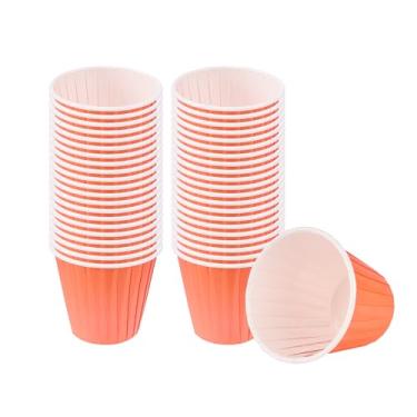 Imagem de Restaurantware - Panificio Copos de cozimento de 100 ml, 200 envoltórios de cupcake plissados - Prontos para forno, descartáveis, fornos de muffin descartáveis de papel laranja, para casamentos,