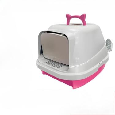 Imagem de Bandeja SanitáRia Fechada Grande Para Gatos — Conjunto De Casa De Banho Para Gatos Com Peneira, Bacia Com Filtro à Prova De Odores E Pá HigiéNica(Banheiro Relcom Rosa)