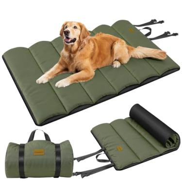 Imagem de Gimars Cama para cães GG atualizada ao ar livre com filme impermeável, fácil de enrolar com fivela, cama grande para animais de estimação para cães grandes e extragrande, portátil, dobrável, lavável