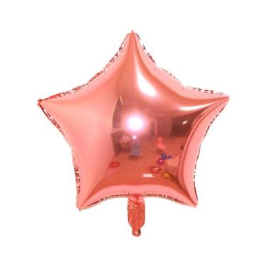 Imagem de BALAO METALIZADO ESTRELA C/CANUDO ROSE GOLD 10" C/ 6 UNIDADES