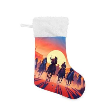 Imagem de GakkiGii Pacote com 2 meias de Natal Desert Cowboys, decoração grande para pendurar na parede da árvore da lareira, 45 x 31 cm