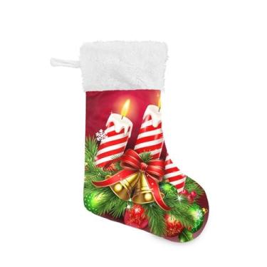 Imagem de GakkiGii Pacote com 2 meias de Natal para velas de Natal, decoração grande para pendurar na parede da árvore da lareira, 45 x 31 cm