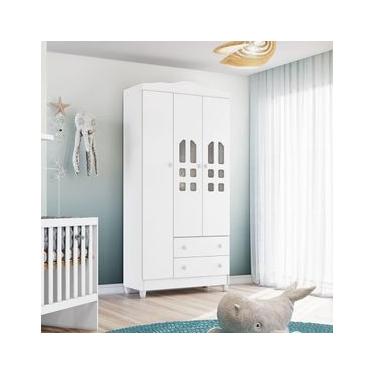 Imagem de Guarda-Roupa Infantil Carolina Baby Eloa com 3 Portas, 2 Gavetas e 4 Prateleiras – 94cm de largura