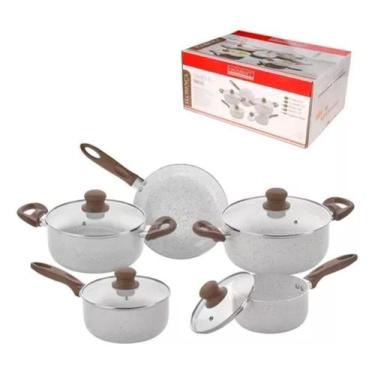 Imagem de Jogo Panelas 5pçs Indução Caçarola Antiaderente Roma Ceramica - Hauskr