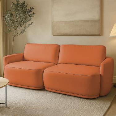 Imagem de Sofá 2 Lugares Orgânico 174cm Modulado Para Sala Brumma Bouclê K01 - D'rossi Cor Terracota