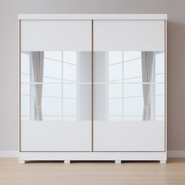 Imagem de Guarda Roupa Casal com Espelhos 2 Portas de Correr com Pés em MDF Pontal Móveis Castro
