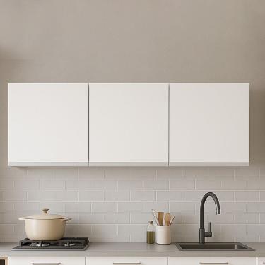 Imagem de Armário Cozinha Aéreo 120cm 3 Portas Leticia A01 - D'rossi Cor Branco