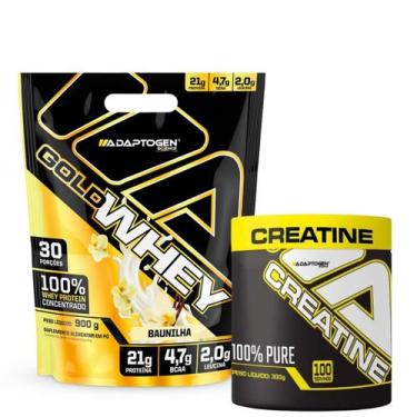 Imagem de Kit Gold Whey Adaptogen Concentrado 100% Refil 900g + Creatina Adaptog
