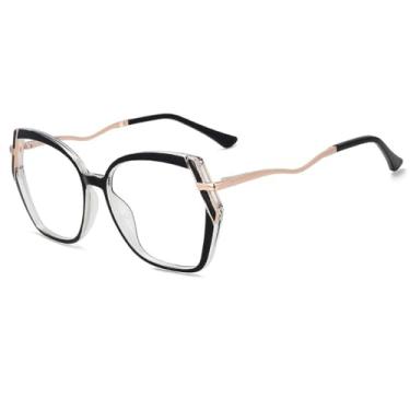 Imagem de Armação de óculos vintage para mulheres, óculos grandes com dobradiça de mola, transparentes e da moda (1)