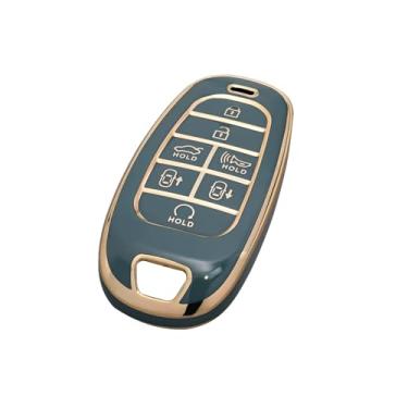 Imagem de Capa para chave de carro de TPU de 5/7 botões, compatível com Hyundai, compatível com capa para chave Santa Fe Tucson 2022 Nexo NX4 Atos Solaris Prime (acessório de reposição, não OEM)