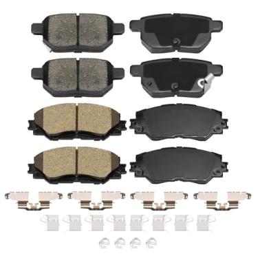 Imagem de SUPLABEL Pastilhas de freio de cerâmica dianteiras e traseiras para Toyota Corolla 2009 2010 2014 2015 2016 2017 2018 2019, Toyota Matrix, 2009 2010 Pontiac Vibe Conjunto de pastilhas de freio de