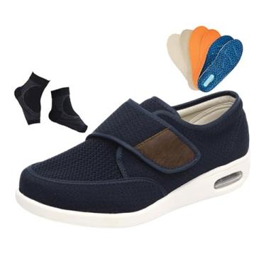 Imagem de Calçado Masculino Diabéticos Edema Calçado De Caminhada Para Homem Diabético Respirável Ajustável E Respirável Para Conduzir Casual E Confortável Antiderrapantes, Alargadores Engorda(Blue,43 EU)