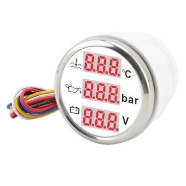 Imagem de Tbest Kit de Sensor de Instrumento Digital para Barco e Carro 3 Em 1, Temperatura do Líquido Refrigerante do Motor, Medidor de Pressão do óleo, Voltímetro da Bateria (Capa prateada com mostrador