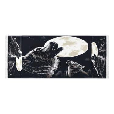 Imagem de Wassud Capas de lavadora e secadora The Howling Wolf, protetor de lavadora com sacos de armazenamento, capa de geladeira à prova de poeira com bolsos para lavanderia doméstica, cozinha, 120 x 55 cm