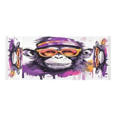 Imagem de Wassud Capas de lavadora e secadora de óculos de sol de macaco roxo, protetor de lavadora com sacos de armazenamento, capa de geladeira à prova de poeira com bolsos para lavanderia doméstica, cozinha