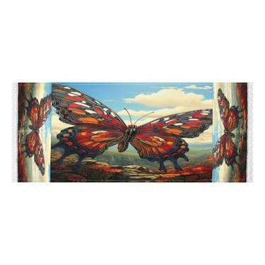 Imagem de Wassud Capas de lavadora e secadora de borboleta vermelha, protetor de lavadora com sacos de armazenamento, capa de geladeira à prova de poeira com bolsos para lavanderia doméstica, cozinha, 120 x 55