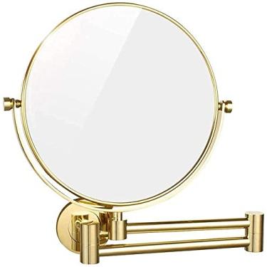 Imagem de YYBOES Espelho de penteadeira, espelho de maquiagem montado na parede com ampliação de 10x, espelho de ampliação dupla face de 20 cm, espelho cosmético de barbear para banheiro preto