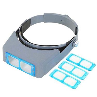 Imagem de uhyOHF Lupa com suporte de cabeça de lupa mãos livres, lupa com 4 lentes destacáveis para leitura, lupa de joias, relógio e reparo eletrônico (