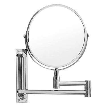 Imagem de YYBOES Espelho de maquiagem montado na parede espelho basculante montado na parede espelho dobrável 18 cm espelho dupla face