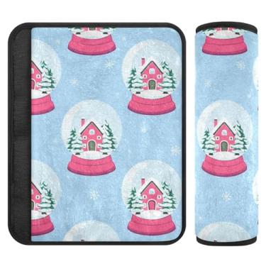 Imagem de Burbuja Bolas de cristal de inverno almofadas de cobertura de cinto de segurança de carro macio conforto protetor de cinto de segurança para alça de ombro de assento, 1 par pequeno